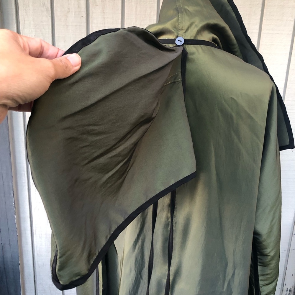 Reversible Black Olive Green Hooded Cape Poncho Windbreaker Jacket One size - Picture 9 of 13